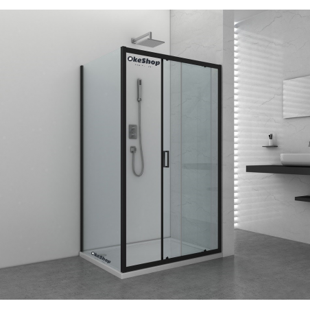 Cabina Doccia 80 X 100.Box Doccia Apertura Frontale Scorrevole Profilo Alluminio Colore Nero